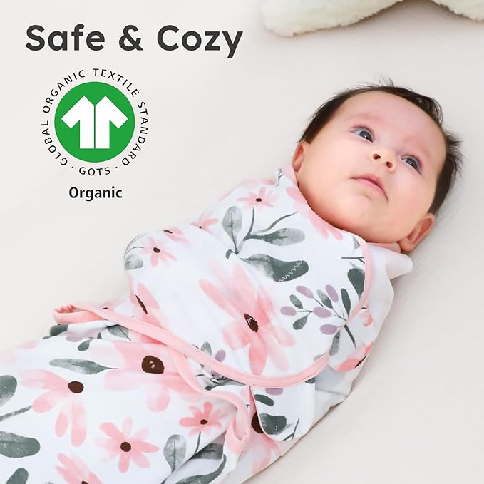 Yoofoss Baby Swaddles for Newborns 100% Organic Cotton, Adjustable Swaddle Sleep Sack 3-6 Months Newborn Swaddle Sack, Breathable Soft(Medium)