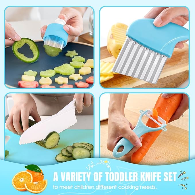 37PCS Kids Cooking Sets Real, Kids Cooking and Baking Gift Set with Storage Case Timer Kid Safe Knives Cutting Board, Toddler Real Kitchen Accessories, Birthday Gifts for Girls Boys Age 4 - 8