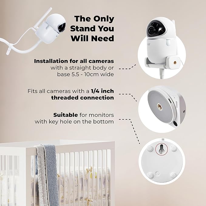 GOOZIE Baby Monitor Floor Stand Holder Compatible with Universal Camera Models Hellobaby HB6550/ HB65/ HB66/ HB248, Infant Optics DXR-8 Pro, Nanit Pro Flex Stand, Vtech VM901/ VM819/RM7764, Momcozy