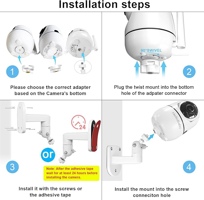 Baby Monitor Mount for HelloBaby HB65/HB40/HB6550/HB66/HB6339/HB6550 Pro, ANMEATE SM935E, 360° Adjustable Baby Camera Wall Mount for Hellobaby Monitor, Two Ways to Install