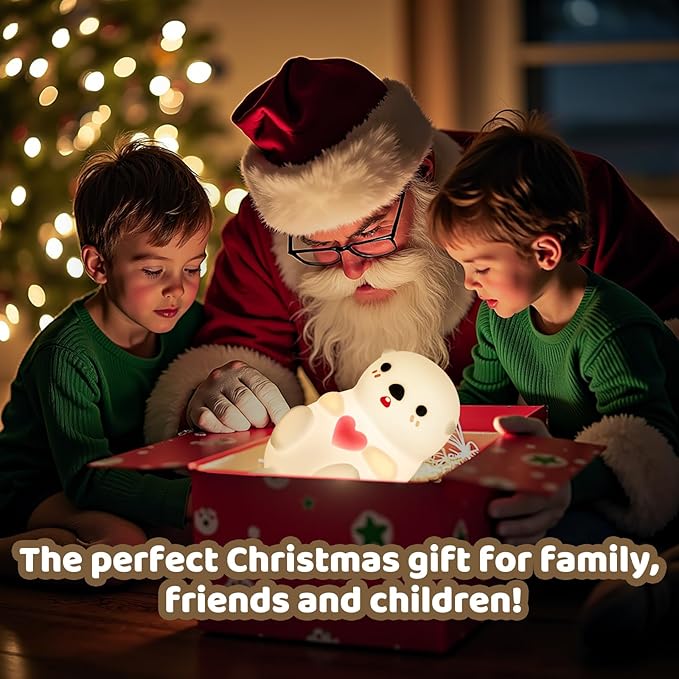 Huggwaii Upgrade Otter Night Light for Kids – Cute Silicone Squishy Kids Night Light, Dimmable & Rechargeable LED Otter Lamp, 1200mAh Battery, Soft Nursery Nightlight for Toddler Room Decor & Gifts