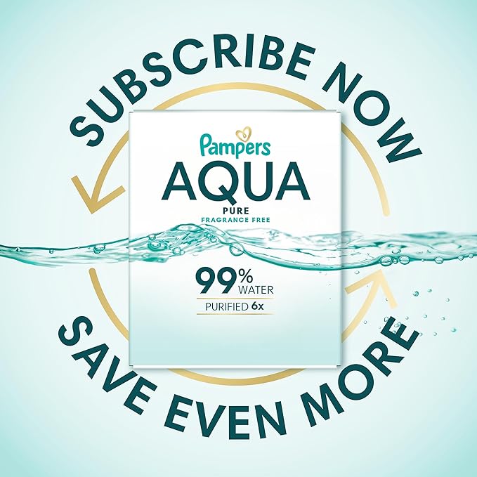 Pampers Aqua Pure Baby Wipes, 99% Water, Fragrance Free, 896 Baby Wipes Total (16X Flip-Top Packs) [Packaging May Vary]