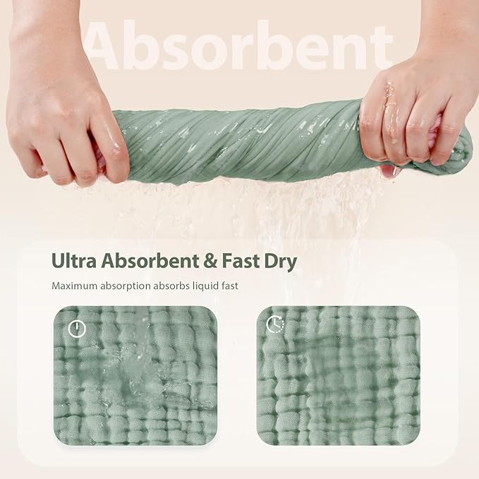 Hooded Baby Towels for Newborn - 2 Pack, 100% Muslin Cotton, Baby Bath Towels with Hood, Soft and Absorbent for Boys, Girls Infant, Toddler and Kids, Large 32x32 Inches, Newborn Essential