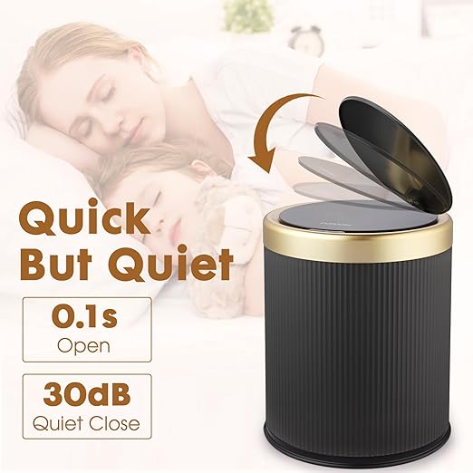 Automatic Bathroom Trash Cans Touchless, 3.7 Gallon Modern Motion Sensor Trash Can with Lid,Diaper Trash Bin,Plastic Smart Garbage Can Suitable for Toilet, Bedroom, Office, Kitchen -Dark Gray