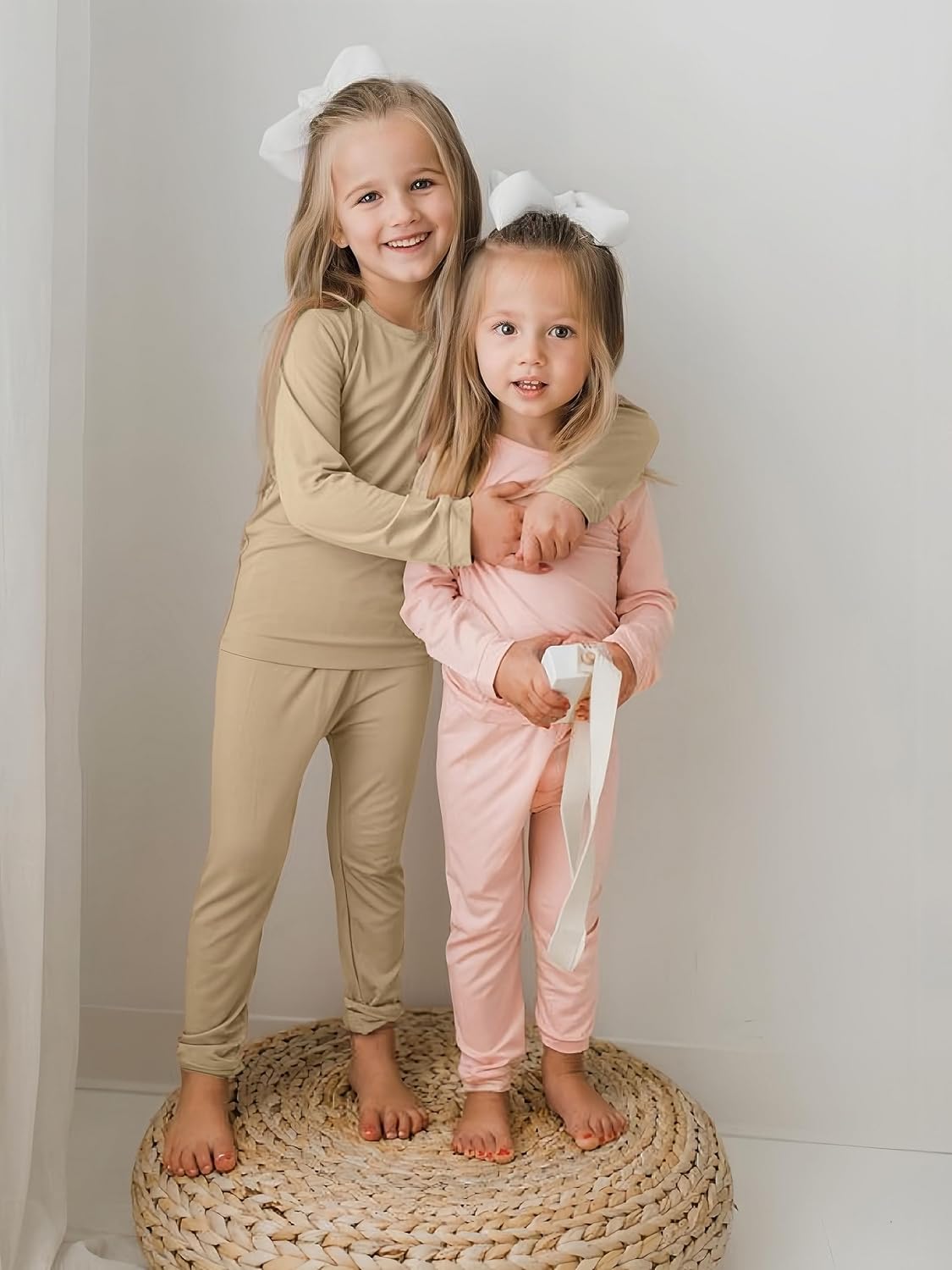 BABY 2T-10Y Toddler Kids Girls Boys Soft Comfy Viscose 2pcs Set Long Sleeve Plain Shirts and Pants Sets