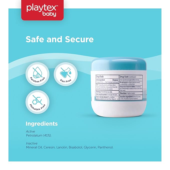Playtex Baby Healing Ointment, 15 oz. Jar, Dermatologist Tested, Fragrance Free, Hypoallergenic, Free of Dye, Parabens and Phthalates