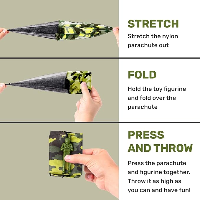nutty toys Army Parachute Toys for Kids - Tangle Free Outdoor Flying Paratroopers, Top Indoor & Outside, 3 4 5 6 7 8 9 10 11 12 Year Old, Best Christmas Stocking Stuffers Ideas 2025, Unique Boy Gifts