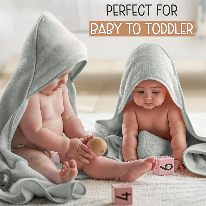 Organic Cotton Plush Woven Hooded Baby Towels, 31x31 Inches, Plush Bath Towels with Hood for Newborns and Kids, Girls & Boys (Moss Green, 31.4" L x 31.4" W)