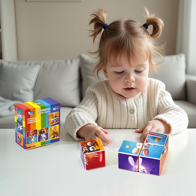 Magnetic Blocks for Toddlers Aged 1-3, Large Building Cubic Puzzle Game in Holiday Theme: Christmas, Easter, Birthday, Thanksgiving, Halloween, Valentine's Day