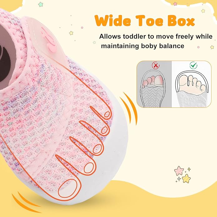 FEETCITY Baby First Walking Shoes Wide Baby Shoes Infant Sneakers Newborn Crib Shoe Barefoot Lightweight Slip On Shoe