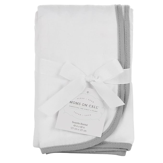 MOMS ON CALL Baby & Newborn Swaddle Blanket | 0-3 Months | Nursery Baby Gift | 48 X 48 Inch | 100% Cotton | French Grey
