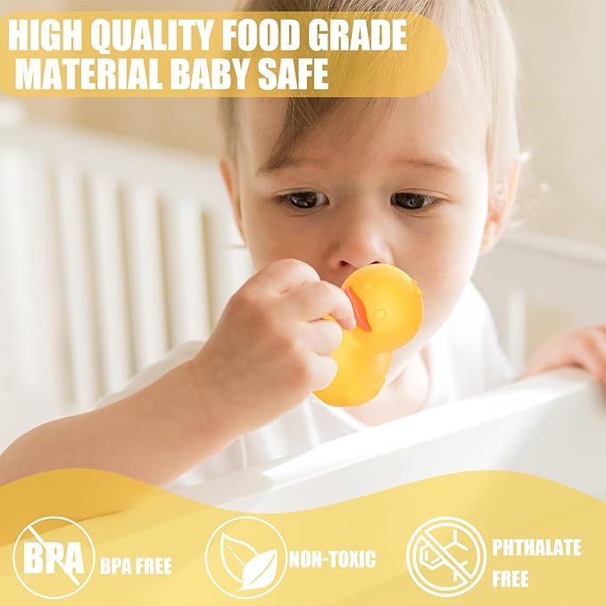 6-Piece Bath Toys Mold Free Rubber Duck for Toddlers 1-3 | Sensory Floating Ducks with Storage Bag for Bathtub, Beach, Shower, Tub, Kids Boys Girls