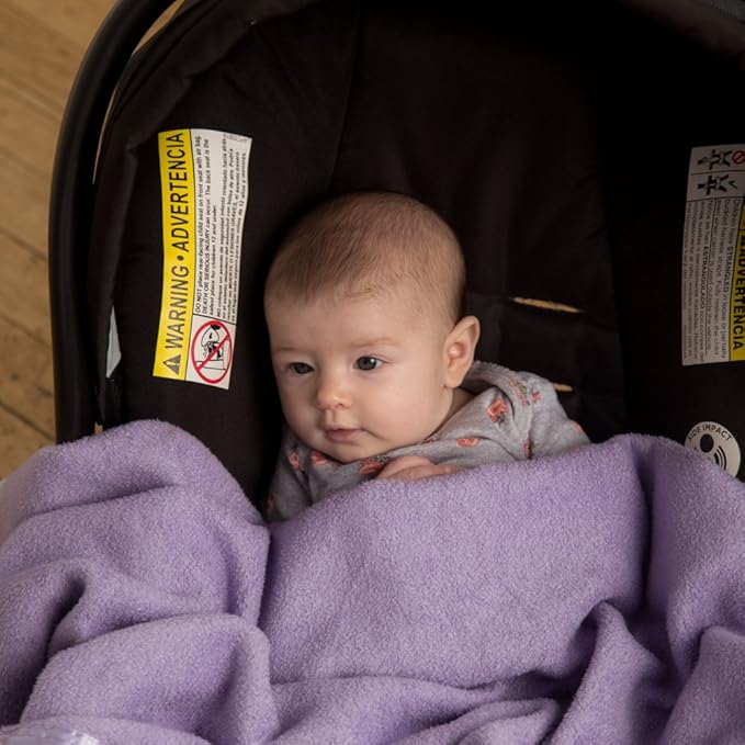 Bamboo Rayon Soft Purple Toddler Security Blanket - Thermal Lavender Baby Blanket with Satin Edging - Perfect for Naps, Car Carrier, Stroller Rides and Travel - 34 x 47 inches - Newborn Baby Blankie