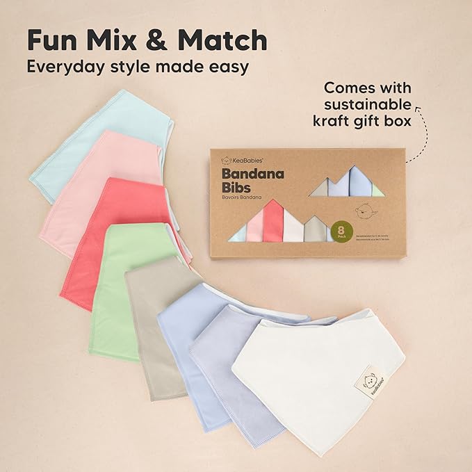 8-Pack Organic Baby Bandana Bibs for Girls - Super Absorbent Triangle Baby Bibs for Drooling and Teething Infant, 100% Cotton Extra Soft for Newborn, Infant 0-36 Months (Spring)