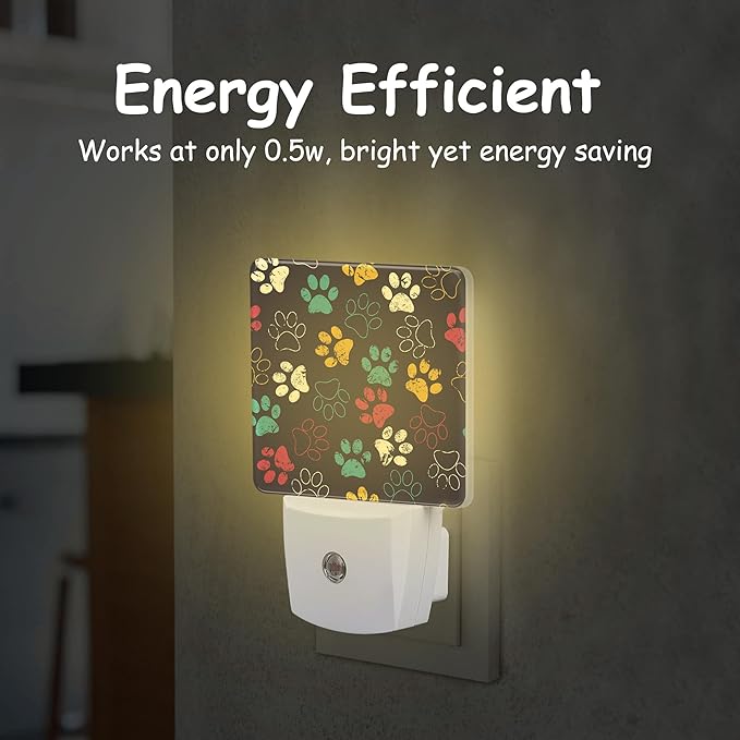 Night Light for Kids Girls Boys,Colorful Animal Footprints LED Night Light Plug into Wall with Dusk to Dawn Sensor for Room Decor,Hallway,Kitchen,Bathroom,Nursery,Stairs