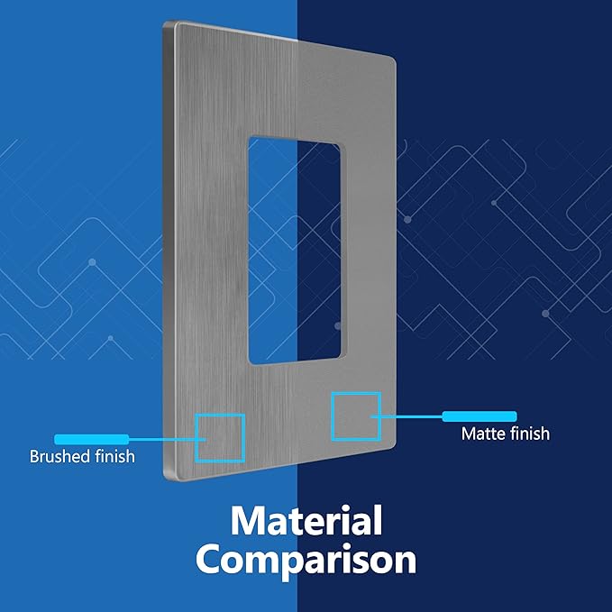 LIDER Brushed Finish Decorator Switch Cover, Screwless Wall Plate, Mid-Size 1-Gang 4.88" x 3.11", Unbreakable Polycarbonate Thermoplastic, UL Listed, LSWP-31M-BGY10P, Brushed Gray, 10 pack