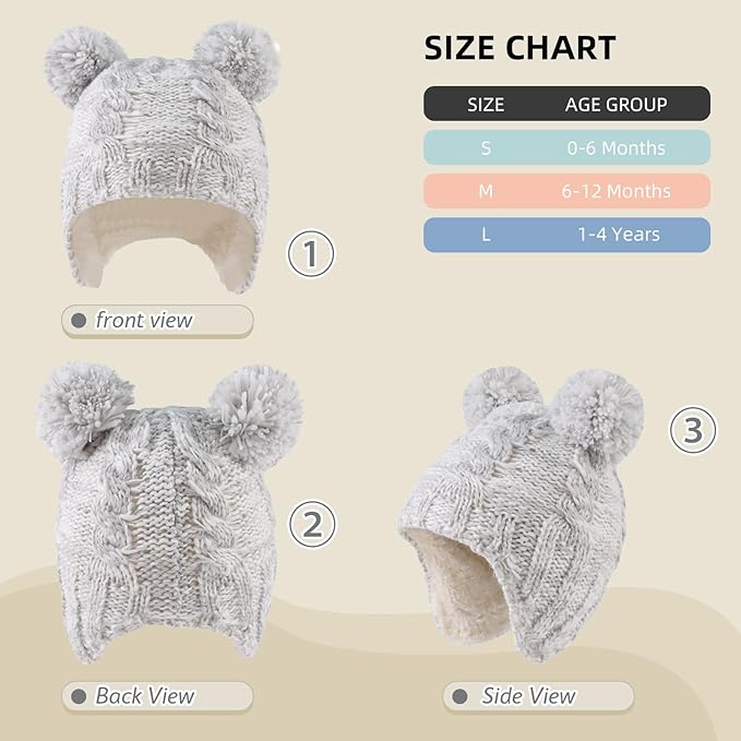 Zsedrut Winter Baby Boy Hats Pompom Baby Beanie for Girls Fleece Newborn Infant Toddler Beanie