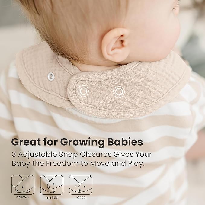 Konssy 10-Pack Muslin Baby Bibs, Soft Cotton Bandana Bibs for Drooling & Teething, Unisex Solid Colors for Boys & Girls, Newborn & Infant, Perfect Shower Gift