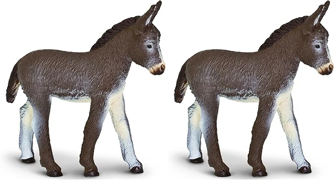 Safari Ltd. Donkey Figurine - Detailed 4" Plastic Model Figure - Fun Educational Play Toy for Boys, Girls & Kids Ages 3+ (Pack of 2)