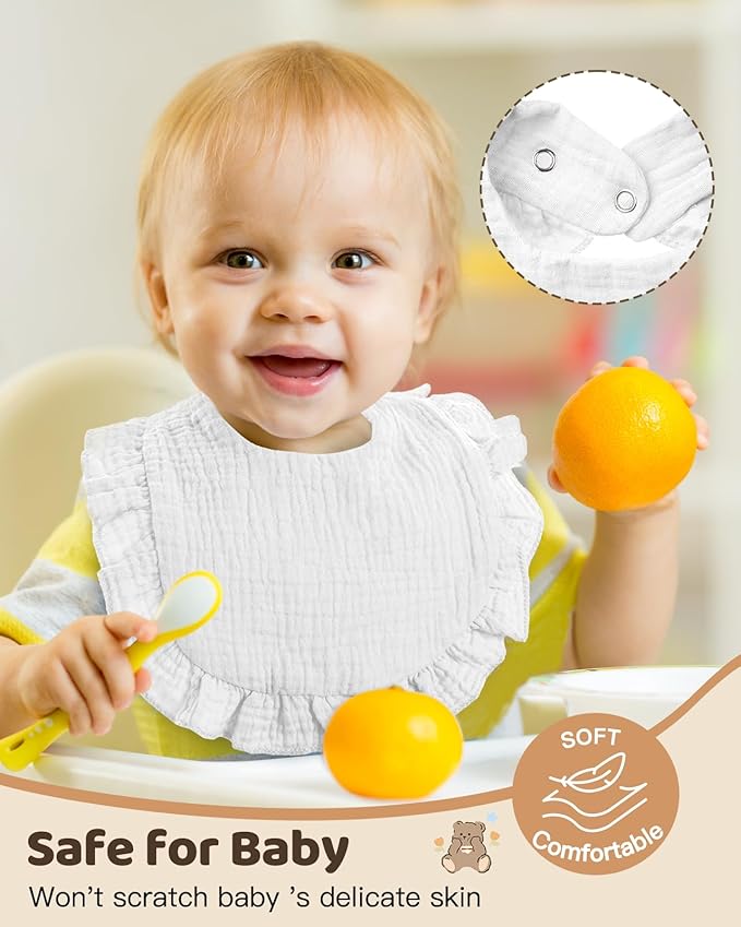 Lictin 8-Pack Muslin Baby Bibs - Bandana Drooling and Teething Bibs, Unisex Cotton