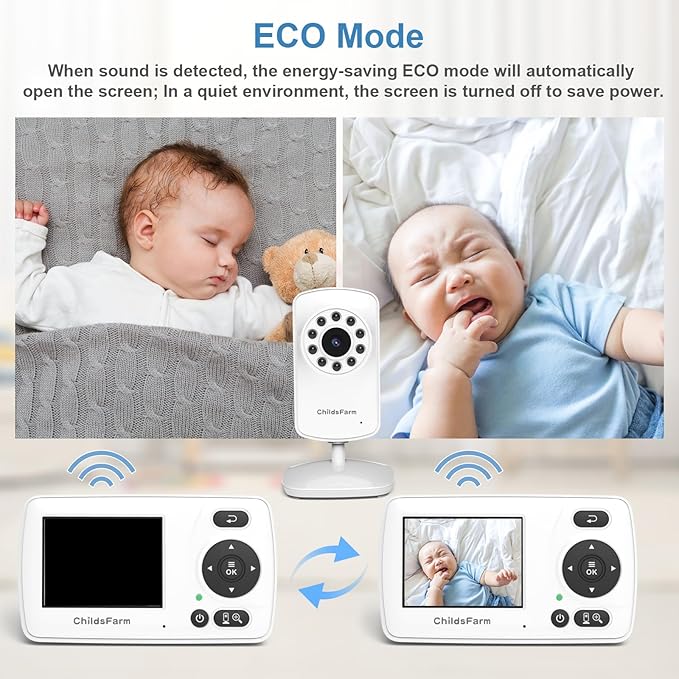 ChildsFarm Baby Monitor with Camera and Audio, Portable Travel Baby Monitor with Screen, Baby Camera Monitor No WiFi, Night Vision, VOX Mode, 1000ft Long Range, Baby Safety Monitor