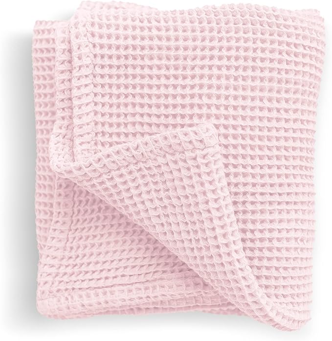 Stroller Society - Swaddles for Newborns & Toddlers, Soft Receiving Blankets Girl & Boy Can Use, Comfy Toddler Blanket & Newborn Swaddle, Cotton Waffle Blanket, Light Pink, 40 x 40 inches