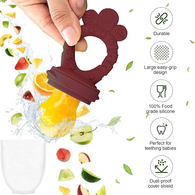 Silicone Baby Feeding Set – 10 Pcs Baby Led Weaning Supplies & Self Feeding Kit | Toddler Plates and Bowls Set, Bib, Fruit Feeder, Cup, Spoons & Forks – Empower Independence with LimeOr - Red-Wine
