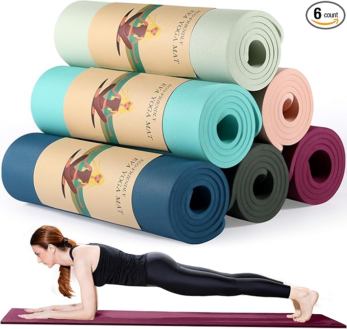 Timgle 6 Pack Yoga Mats Bulk Non Slip Exercise Yoga Mat Thick Anti Slip Tear Resistant Sports Gym for Fitness Stretching Home Workout and Studio