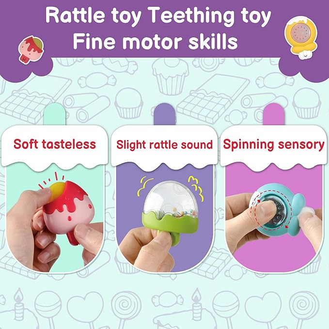 LiKee Strong Suction Cup Fidget Rotating Sensory Bath Toys for Baby 12 18 Months Airplane Car Travel Table & Window Toys for 1 2 Years Old Toddler Boys and Girls (Candy)