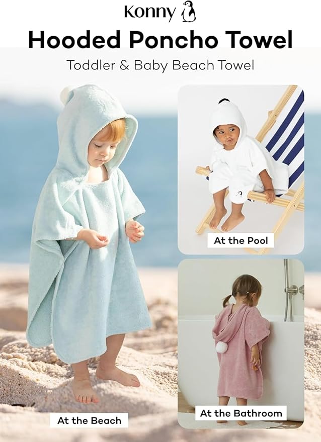 Konny Baby Hooded Towel Rayon from Bamboo Cotton Baby Bath Beach Towel Hooded Poncho, Oeko-TEX, Ultra Soft & Quick-Dry, Newborn Boys Girls Toddler (Pink, Medium)