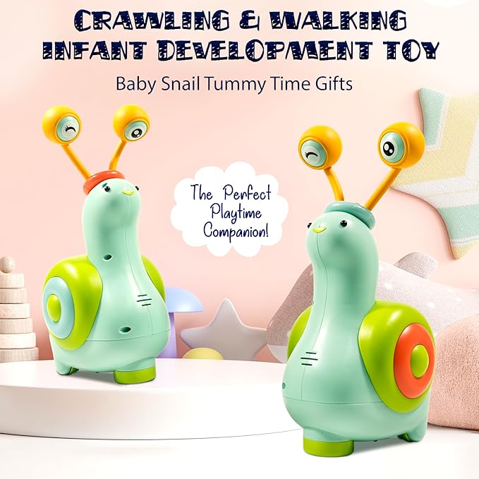 MINIARTIS Baby Crawling Toys | Musical Snail Baby Toy, Infant Tummy Time | Crawling Toys for Babies 6-12 Months | Learning Crawl and Walking | Toddler Birthday Gift for 6-36 Month Boy Girl