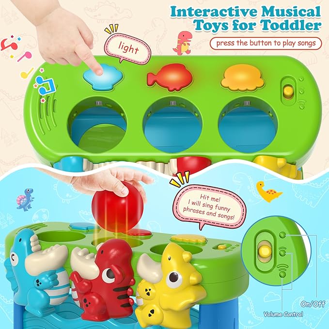 Toys for Toddlers 1 2 3 Years Old Boys & Girls Musical Toy for Kids 12-18 Months Interactive Montessori Toys with Light & Sound,Christmas Birthday Gifts