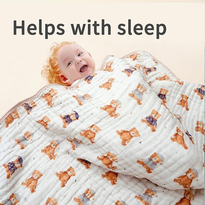 Muslin Hooded Baby Towels,2 Pack Baby Bath Towels,Large 31.5x31.5Inch,Hooded Towels for Baby and Infant,Soft&Absorbent(Brown and Bears)