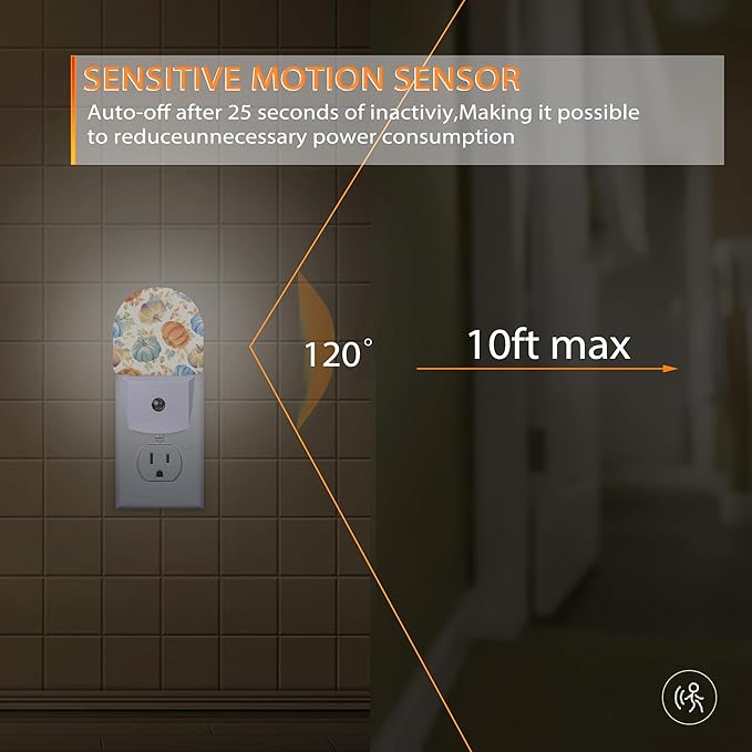 Thanksgiving Pumpkin Night Light,Night Lights Plug into Wall with Dusk to Dawn Sensor,Lamp for Bedroom Bathroom Hallway Nightlight for Women Girls