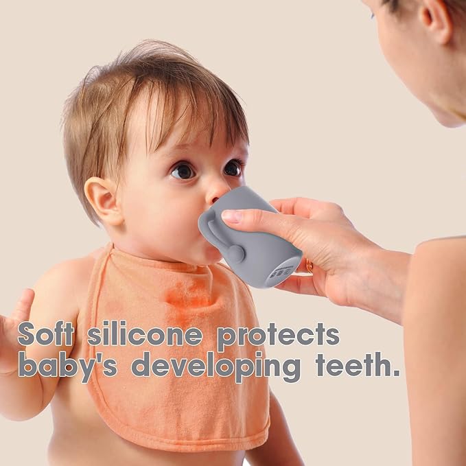 Cuddle Campus 100% Silicone Baby Training Cup, Shatterproof Toddler Sippy Cups with Straw, Open Cup for Baby, 6+ Months 4 Oz