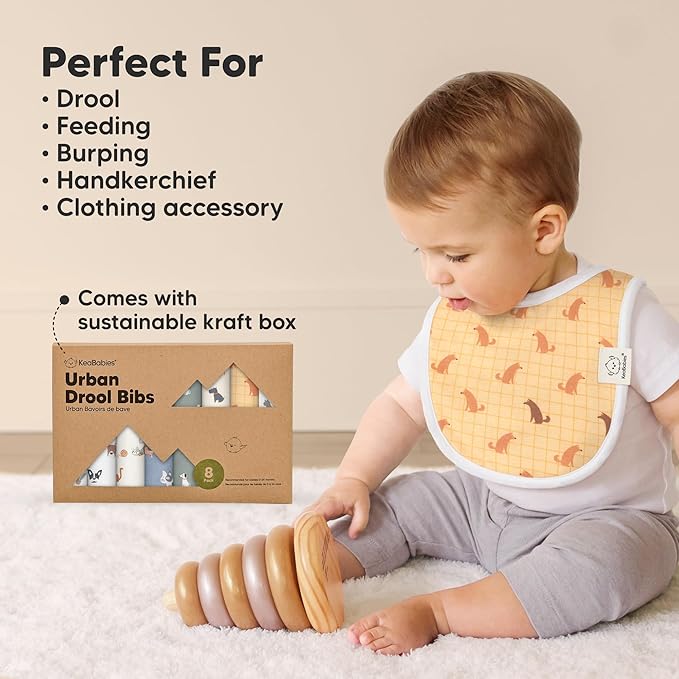 8-Pack Organic Baby Bibs for Boys, Girls - Soft Cotton Drooling and Teething Bibs for Baby Girl & Boy, Extra Absorbent, Easy To Clean & Put On for Toddler, Newborn, Infant 0-24 Months (Pets & Paws)