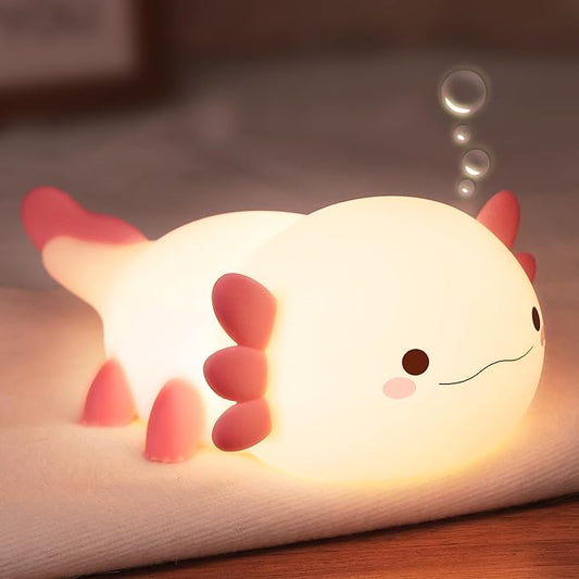 Lampeez Axolotl Gifts, Cute Axolotl Night Light, Soft Silicone Lamp Nursery Nightlight LED Touch Light, Bedroom Decor as Xmas Birthday Gift for Boys Girls