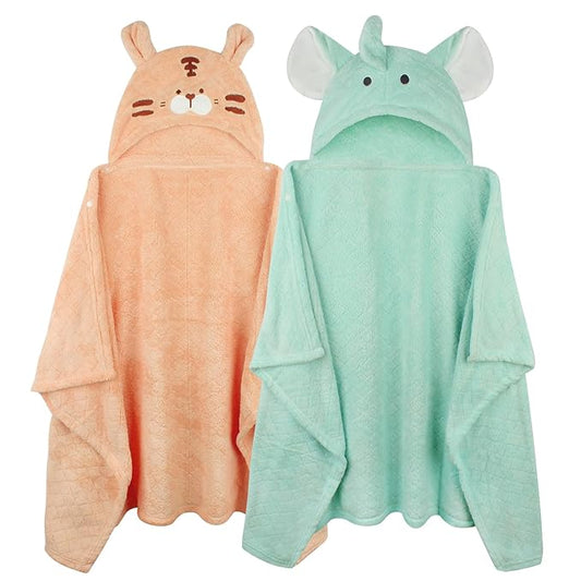 Toddler Towels with Hood Kids Towels Bath Baby Hooded Towel for Kids 0-5 Years, 2-Pack Soft Absorbent Baby Bath Towel Hooded Toddler Bath Towel Thick 50''x32''