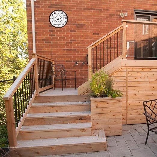 12'' Indoor Outdoor Thermometer Large Numbers, Hanging Decorative Wall Thermometer with Stainless Steel Enclosure, No Battery Needed Weather Thermometers for Patio, Home, Garden Decoration (Bronze)