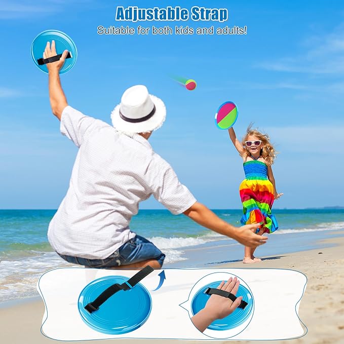 Aywewii Fun Toss and Catch Ball Set Kids Games, Beach Outdoor Backyard Lawn Toys for Kids with 6 Paddles and 3 Balls, Birthday Gift for Age 3-12 Old Boys Girls Kids Adults Family