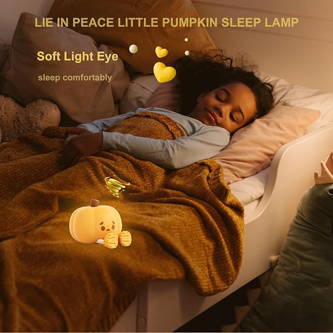 Pumpkin Night Light，LED Squishy Funny Pumpkin Lamp, Dimmable Silicone Light Up Nursery Nightlight, Rechargeable Cute Bedside Night Touch Lamp for Kids Girls (Pumpkin)