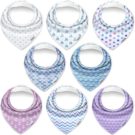 Organic Cotton Baby Bibs for Boys & Girls – Soft, Absorbent Teething & Drool Bibs - Adjustable Snaps for Toddlers