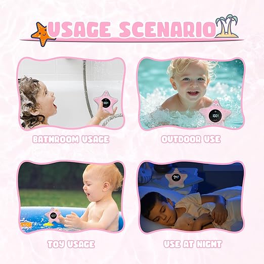 TKY Baby Bath Thermometer with Floating Toys - Digital Water & Room Temperature Monitor, Rechargeable Thermometer with Alerts for Newborn Bath Essentials, Infant Safety
