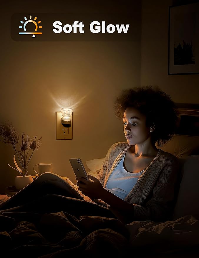 JandCase Crystal Night Light, Color Changing Night Lights Plug into Wall [2 Pack], 8 Color & 3000K Warm White Night Light, Dusk to Dawn Light Sensor, LED RGB Nightlight for Kids Room Bathroom Bedroom