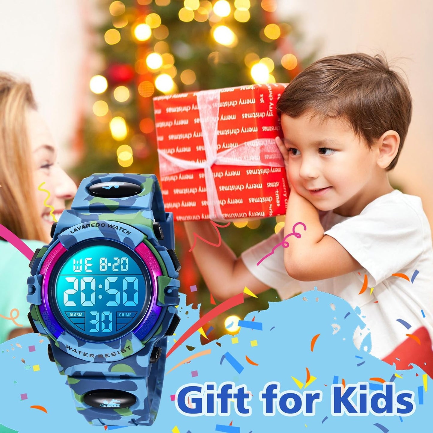 Kids Watch,Boys Watch for 3-15 Year Old Boys,Digital Sport Outdoor Multifunctional Chronograph LED 50 M Waterproof Alarm Calendar Analog Watch for Children with Silicone Band,Kids Gift