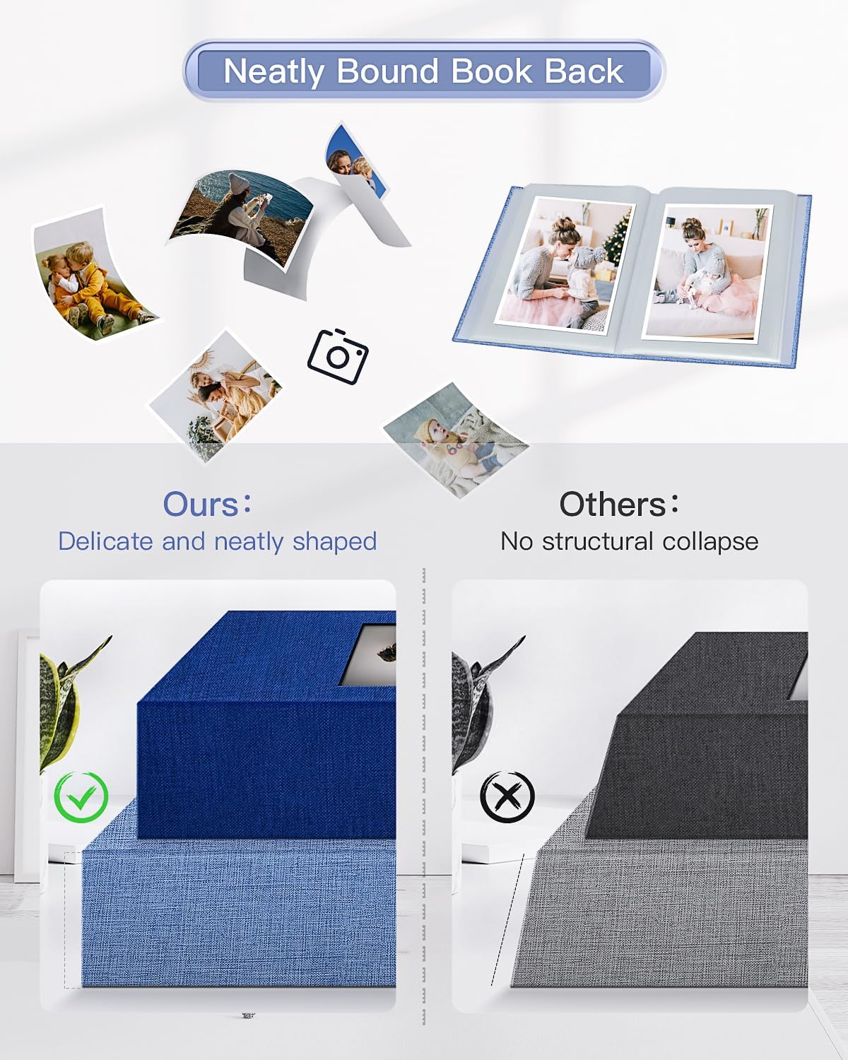 popotop Photo Album 4x6-100 Photos Photo Books with 100 Vertical Pockets,Linen Cover Albums for Family Wedding Anniversary Baby Vacation Pictures