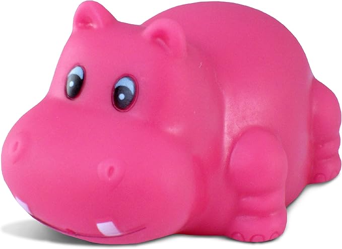 DolliBu Hippo Bath Buddy Squirter - Floating Pink Hippo Rubber Bath Toy, Fun Water Squirting Bathtime Play For Toddlers Cute & Soft Wild Life Animal Toy For Bathtub, Beach and Pool for Girls and Boys
