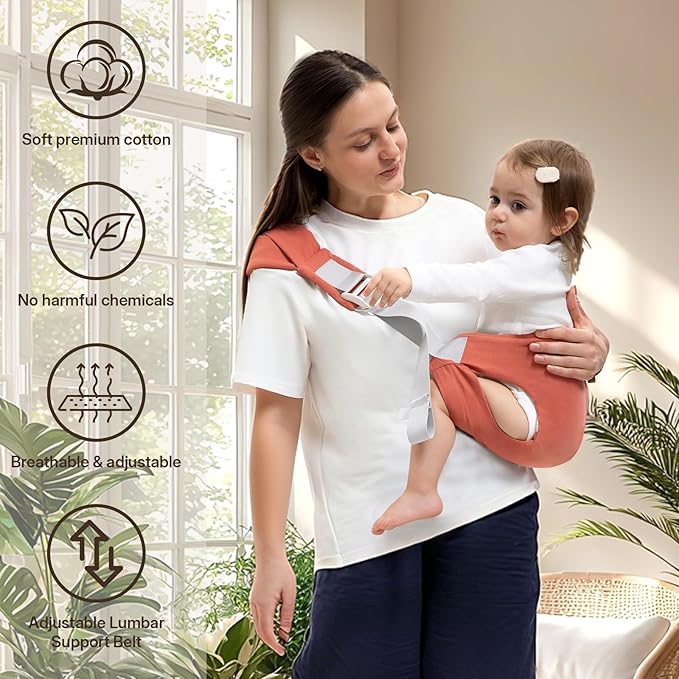 Toddler Carrier for 25-60 lbs,Comfortable&Lightweight Baby Sling Carrier,Adjustable with Left/Right Shoulder Straps,One Size Fits All,Ideal for Shopping and Travel-Orange