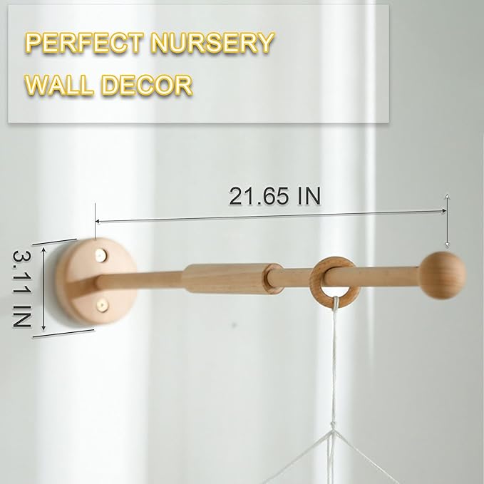 Wall Mounted Baby Arm for Crib, Sturdy Natural Wood Wall Holder, Baby Safe Wooedn Hanger for Crib, Baby Room Nursery Wall Decor, Newborn Gift Idea for Crib Toys Hanging Arm Wall Mounted