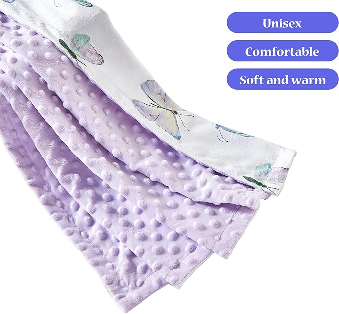 iEvolve Baby Nursery Bed Blankets Ultra Soft Double Layer Mini Blanket Minky Blanket Receiving Blankets Shower Gifts(30"*40",Butterfly)